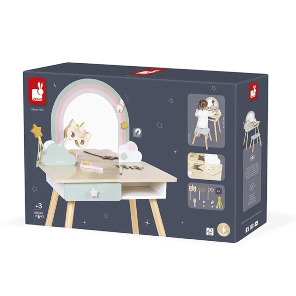 0018091_drvena-toaletna-masika-so-dodatoci-ednorog-janod Дрвен салон за убавина Janod